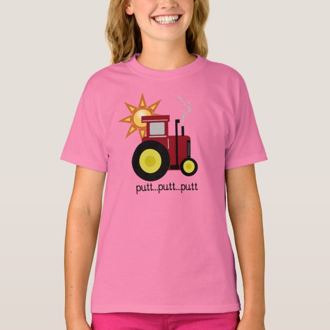 Camiseta Trator vermelho da tacada leve da tacada leve (Frente)