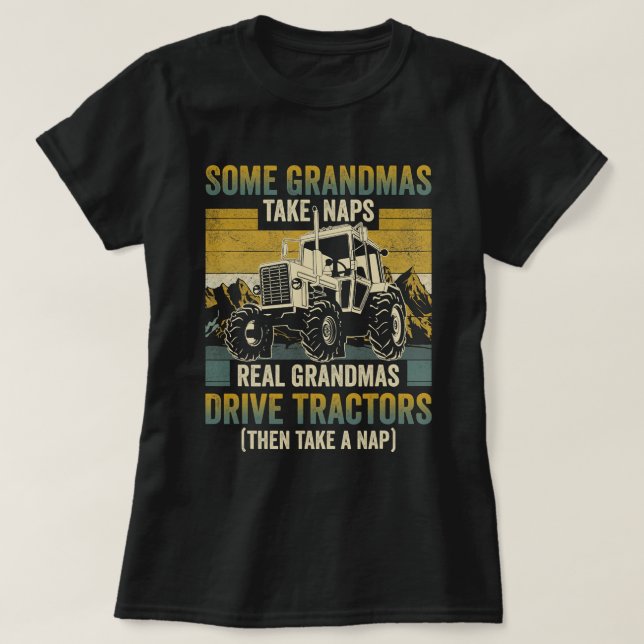 Camiseta Trator Vovó Fazenda Oferece Tra Real Vovô (Frente do Design)