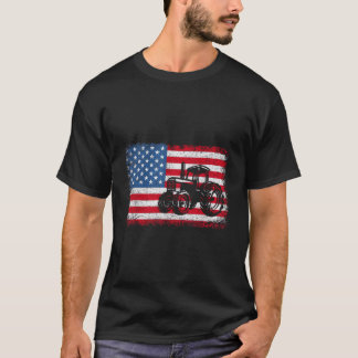 Camiseta Tratores Agrícolas Bandeira EUA Patriotismo Agríco