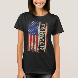 Camiseta Tratores de Fazendeiro EUA Bandeira Americana Patr
