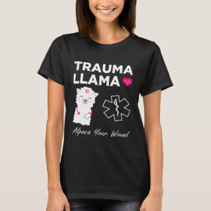 Camiseta TRAUMA LLAMA Alpaca Sua Ferida Enfermeiro Paramédi