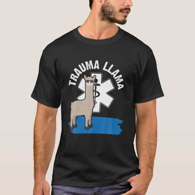 Camiseta Trauma Llama Ambulância EMS EMT Enfermeira paraméd (Frente)