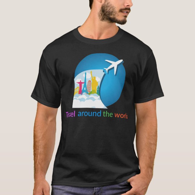 Camiseta Travel around the eat sleep travel backpacker  (Frente)