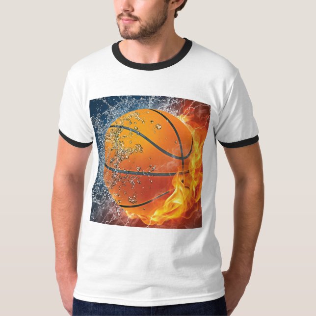Camiseta Travesseiro decorativo de basquete flamejante (Frente)