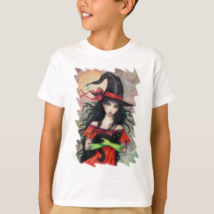 Camiseta Travessuras de Outono Bruxa de Halloween e Gato Pr