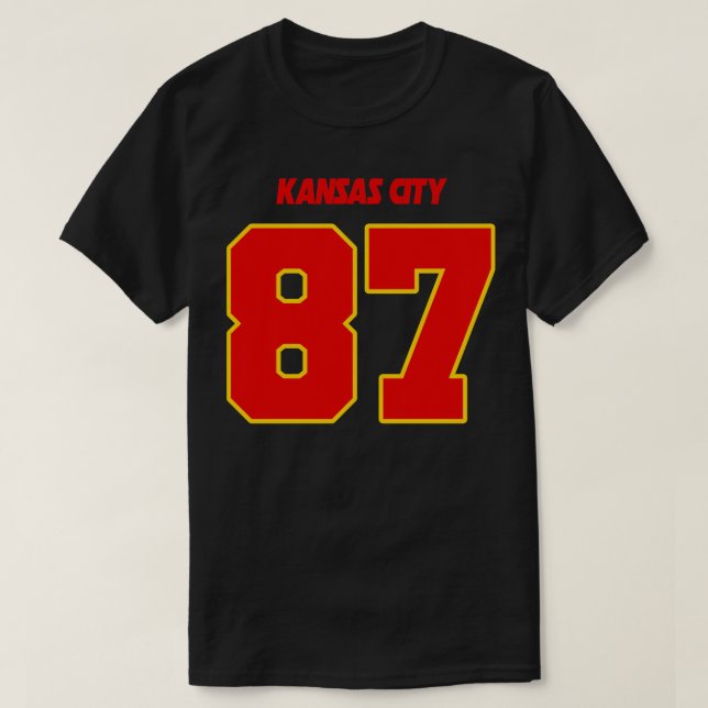 Camiseta Travis Kelce Jersey FrontBack Impressão 1 (Frente do Design)