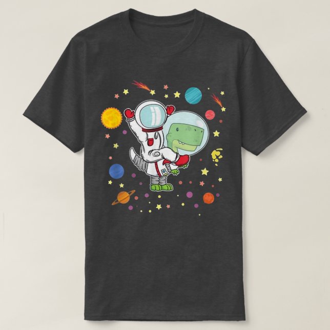 Camiseta TRe Astronaut Kids Dinosaur Spaceman Funny Space  (Frente do Design)