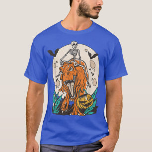 Camiseta Tre Skeleton Rider Spooky Dinossaur Halloween Pump