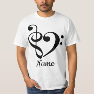 Camiseta Treble Clef Bass Clef Clef Heart Music Lover Perso