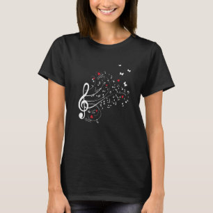 Camiseta Treble Clef Butterfly Music Notes Motive