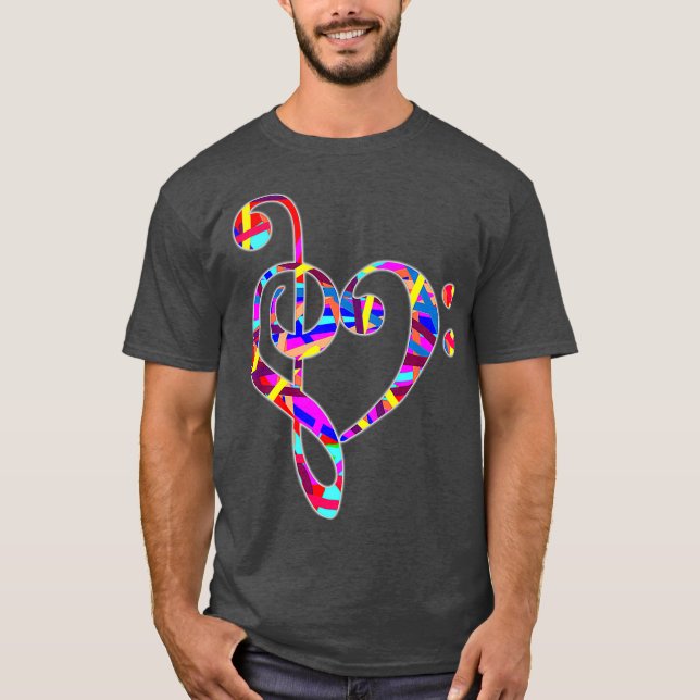 Camiseta Treble Clef Heart Love Dia de os namorados Music (Frente)