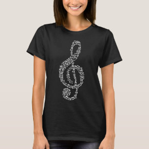 Camiseta Treble Clef Music Notes Musical Patterno Mosaico 2