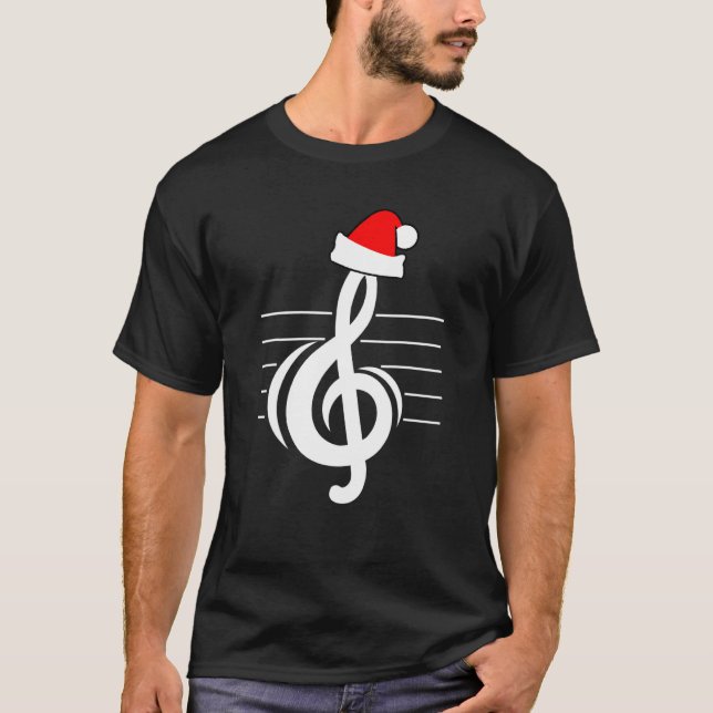 Camiseta Treble Clef Santa Claus Musical Christmas (Frente)