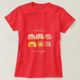 Camiseta Trecho de inspiração retrô-arco-íris laranja