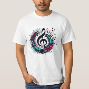 Camiseta Trecho de música arco-íris masculino Nota de diver
