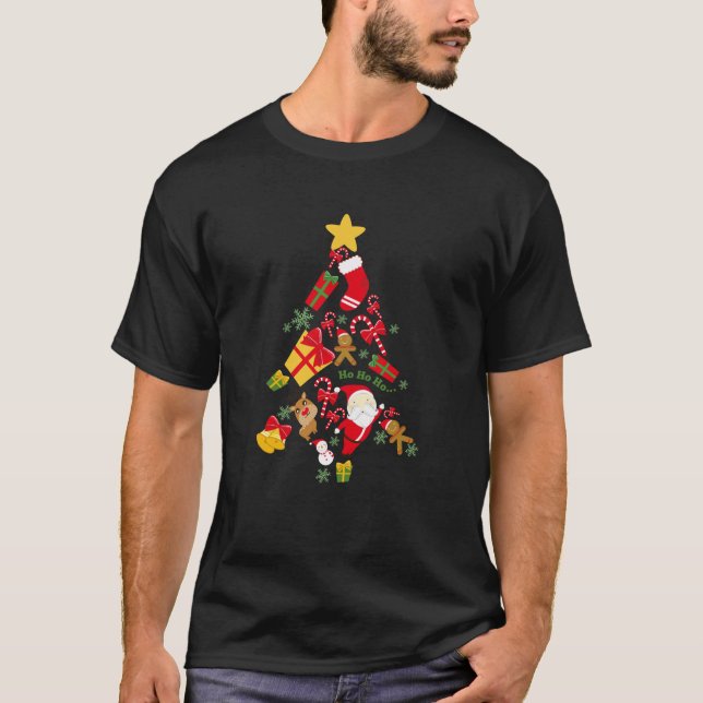 Camiseta tree Christmas holiday gift funny Santa  (Frente)