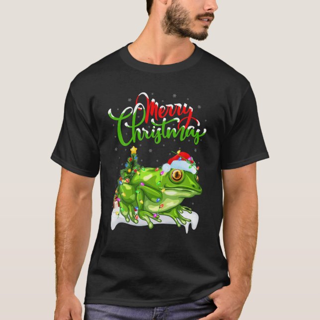 Camiseta Tree Frog Animal Lover Xmas Lighting Tree Frog Chr (Frente)
