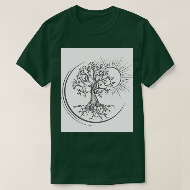 Camiseta Tree of Life Esoteric Tattoo Drawn in Engraving St (Frente do Design)