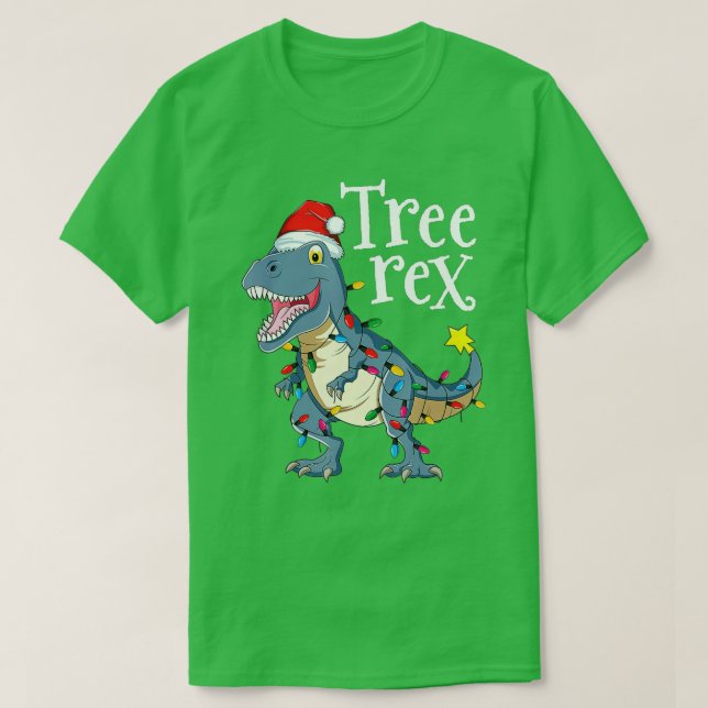 Camiseta Tree Rex Christmas Pajamas Boys Kids TRex Dinossau (Frente do Design)
