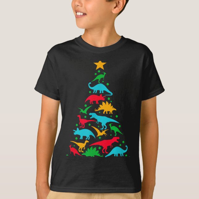 Camiseta Tree Rex Dinosaur Dino Tree Christmas Tree Funny  (Frente)
