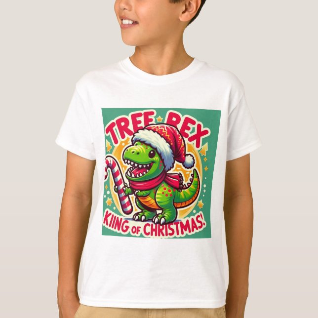 Camiseta Tree Rex - Engraçado T-Rex T-Shirt Natal (Frente)