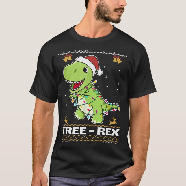 Camiseta Tree Rex Funny Tyrannosaurus Rex Christmas Pun  (Frente)