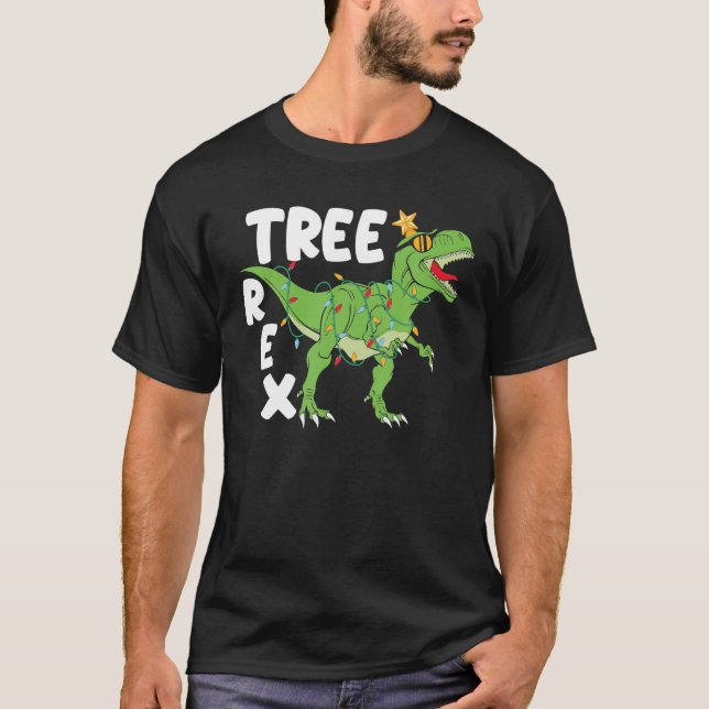 Camiseta Tree Rex Natal T - Rex Dinossaur Xmas Kids (Frente)