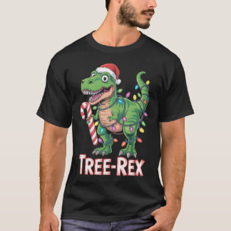 Camiseta Tree-Rex – T-Rex mit Zuckerstange & Lichtern