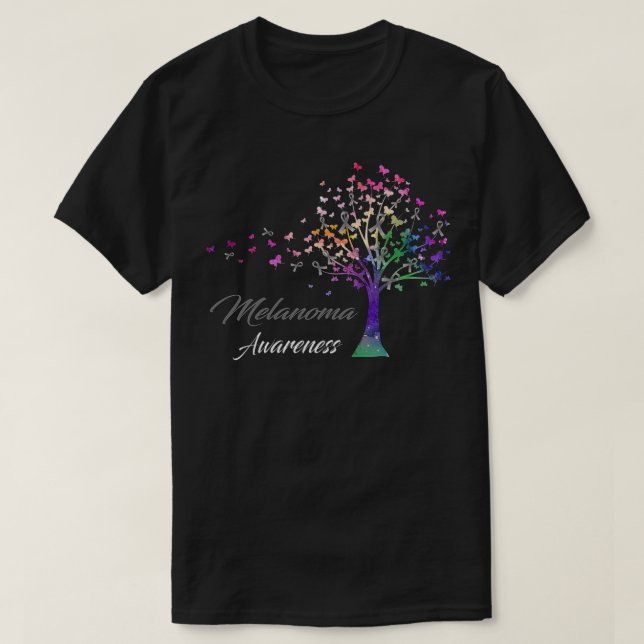 Camiseta Tree Ribbons Melanoma Awareness Support Melanoma W (Frente do Design)