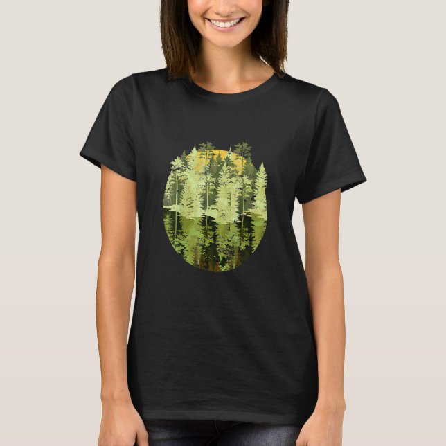 Camiseta Trees Reflection Wildlife Nature Outdoor Forest (Frente)