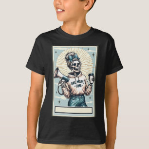 Camiseta Treinador de Animação Coquete Azul Esqueleto Cartã