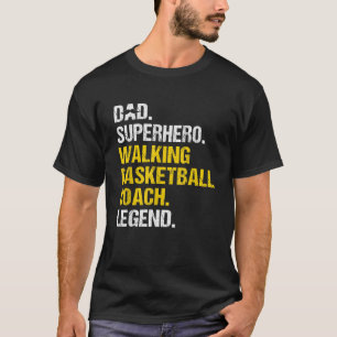 Camiseta Treinador de Basquete, Super Herói Pai Andando Eng