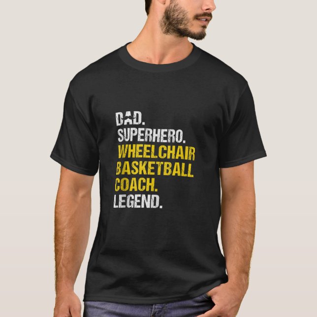 Camiseta Treinador de basquetebol em cadeira de rodas, Pai  (Frente)