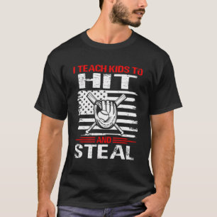 Camiseta Treinador De Beisebol Ensino Crianças A Atacar E R