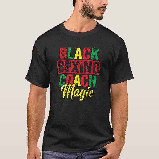 Camiseta Treinador de Boxing Negro Magic African American B (Frente)