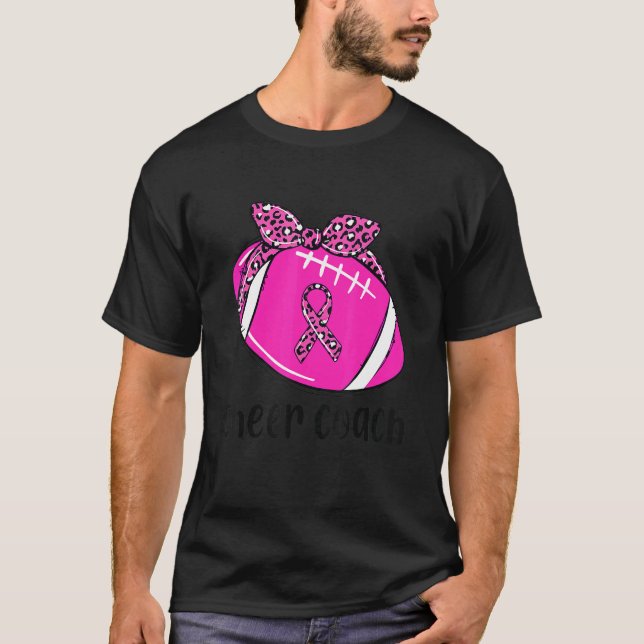 Camiseta Treinador de cheerleading cor-de-rosa Mãe de futeb (Frente)