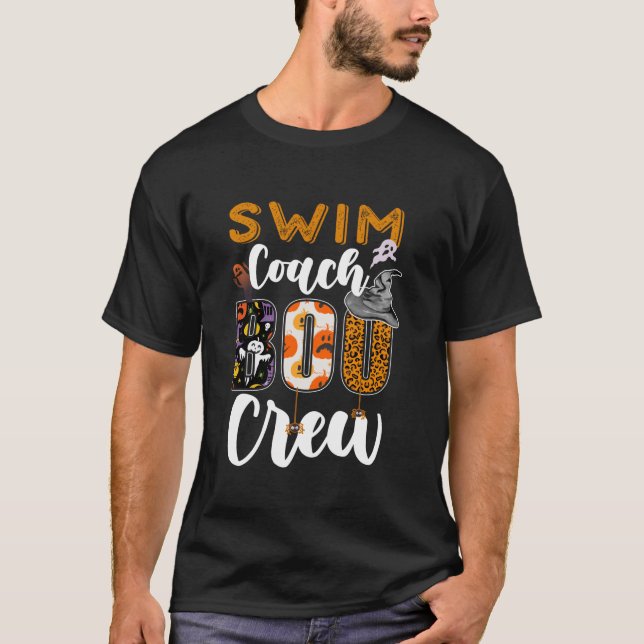Camiseta Treinador de natação Boo Crew Ghost Funny Swimmer  (Frente)
