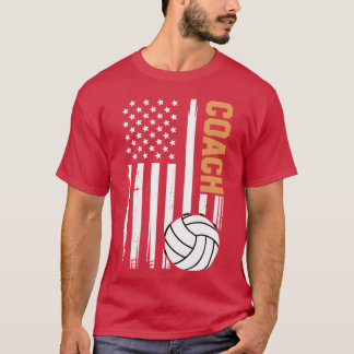 Camiseta Treinador de Volei Design de Bandeira Americana En