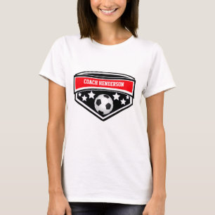 Camiseta Treinador Personalizado de Futebol Vermelho, Negro