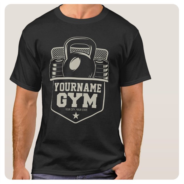 Camiseta Treinador Personalizado de Malhação GYM Kettlebell (Criador carregado)