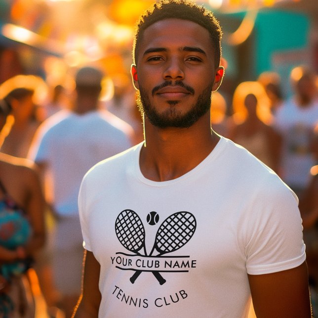 Camiseta Treinador Personalizado do Team Player do tênis Cl (Lawn Tennis Club Members Swag T-Shirt with Black Logo for Men)