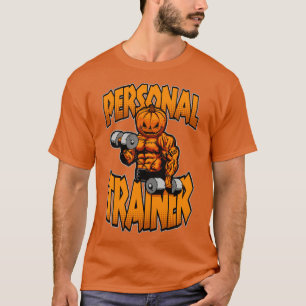 Camiseta Treinador Pessoal do Gym Pumpkin Dumbbell Fi