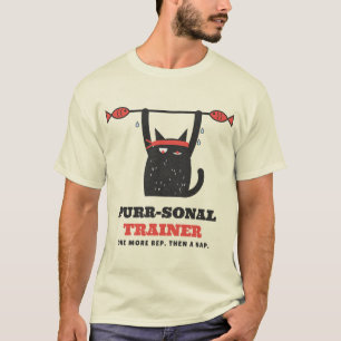 Camiseta Treinador Pessoal Engraçado Gato de Academia