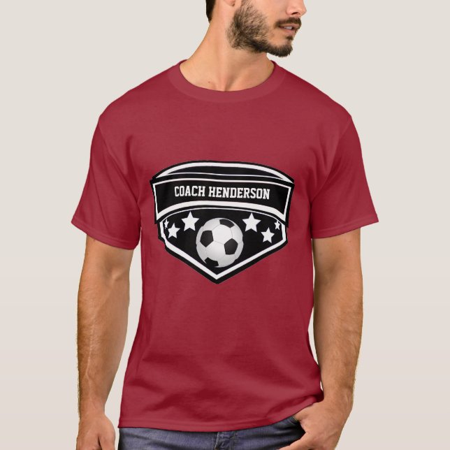Camiseta Treinador preto e branco personalizado do futebol (Frente)