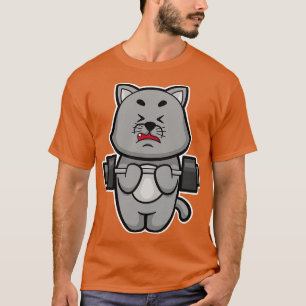 Camiseta Treinamento de Gato na Biceps com Barbell