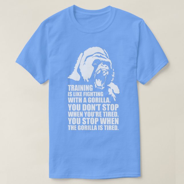 Camiseta Treinamento É Como Lutar Contra Um Gorila (Frente do Design)