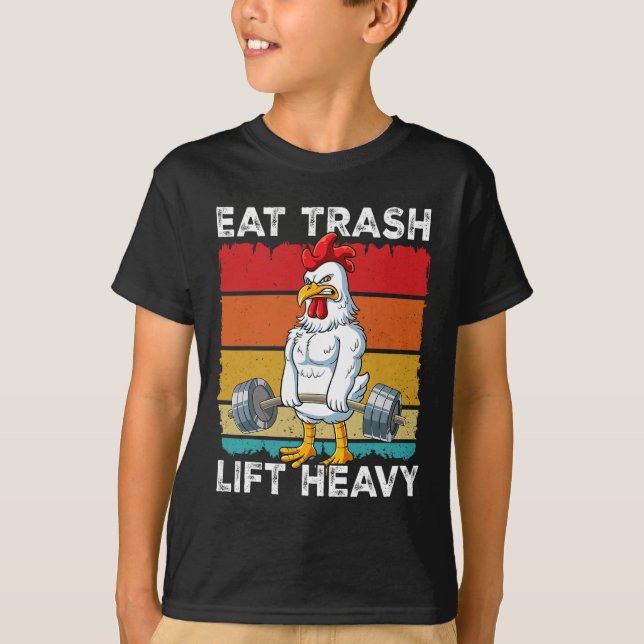 Camiseta Treinamento em Peso de Galinha Comer Lixo Levanta  (Frente)