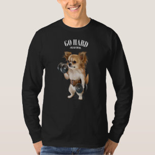 Camiseta Treinamento Muscular De Chihuahua Dog Com Dumbbell