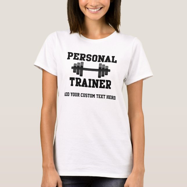 Camiseta Treinamento preto e branco de Dumbell do instrutor (Frente)