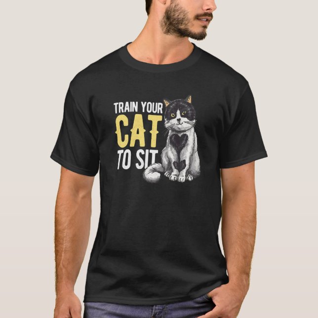 Camiseta Treinar Seu Gato Para Sentar Pet Sitti De Gato De  (Frente)